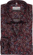 MARVELIS comfort fit overhemd - bordeaux rood paisley dessin - Strijkvrij - Boordmaat: 42