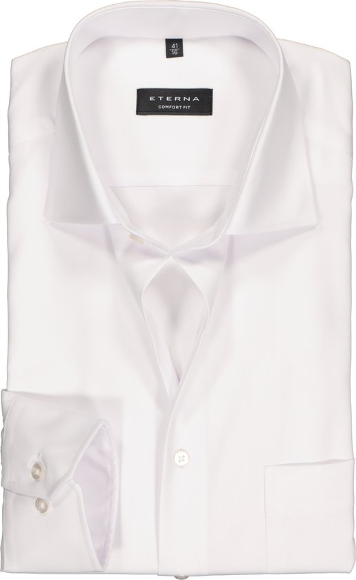ETERNA comfort fit overhemd - niet doorschijnend twill heren overhemd - wit - Strijkvrij - Boordmaat: 48