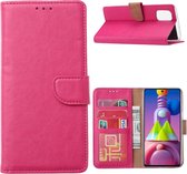 LuxeBass Hoesje geschikt voor Samsung Galaxy M51 - Bookcase Roze - portemonnee hoesje - telefoonhoes - gsm hoes - telefoonhoesjes