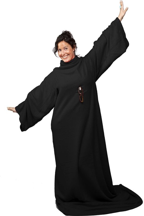 Snug Rug Cosy - Couverture polaire avec manches - Noir - Couverture TV - Plaid - Couverture thermique