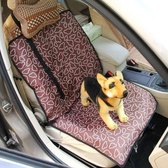 Sharon B - Auto stoel kleed voor honden incl. gordel - bruin met wolkjes print