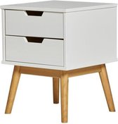 HAVANA nachtkastje 2 laden - Eik en wit decor - L 40 x D 40 x H 52 cm