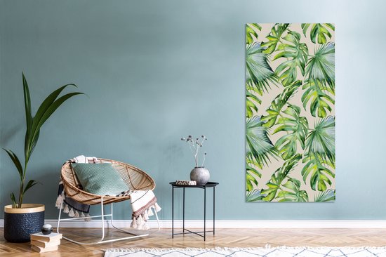 Toile Peinture Feuilles - Motifs - Monstera - 80x160 cm - Décoration murale