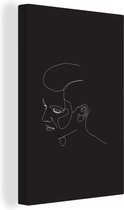 Canvas Schilderij Man - Line art - Zwart - Wit - 20x30 cm - Wanddecoratie