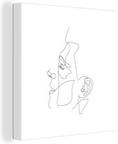 Canvas Schilderij Man - Line art - Zwart - Wit - 20x20 cm - Wanddecoratie