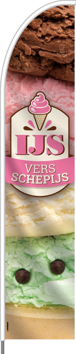 Beachflag - Ijs - Vlag + Hengelsysteem + Draagtas - Actievlag.nl
