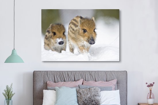 Tableau sur toile Deux cochons - 150x100 cm - Décoration murale