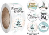 Happy Birthday stickers 500!! stuks! - Sluitstickers - Sluitzegel - Verjaardag - It`s Your Birthday - Gebak - Koekjes - Sieraden - Small Business - Envelopsticker - Traktatie zakje