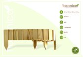 Floranica® Rollborder II | Flexibel houten hekje | 203 cm | Hoogte: 20cm | Natuur | Geïmpregneerd dennenhout | Perkafscheiding | Gazonafscheiding | Bloembedafscheiding | Bloemperke