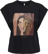 Only T-shirt Onlamara S/s Reg Halfface Top Box Jrs 15262101 Black/lion Dames Maat - XS