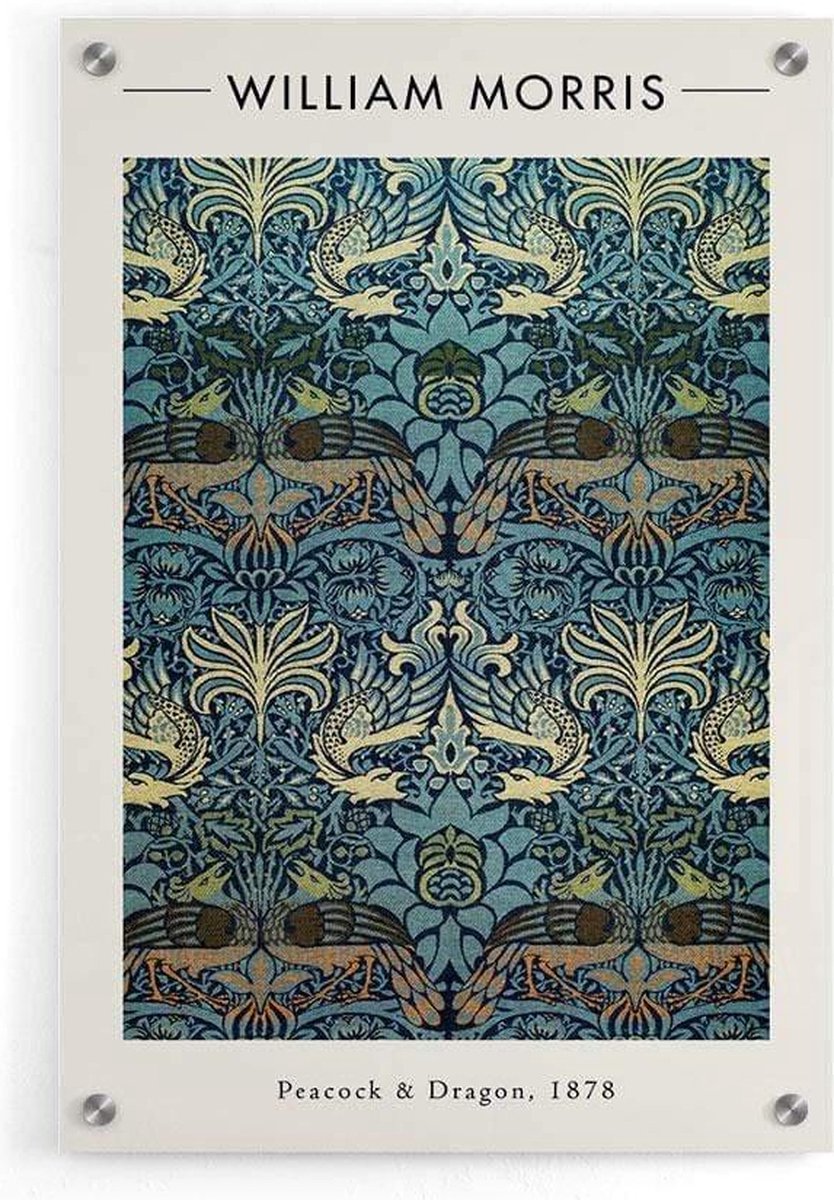 Walljar - William Morris - Peacock and Dragon - Muurdecoratie - Plexiglas schilderij