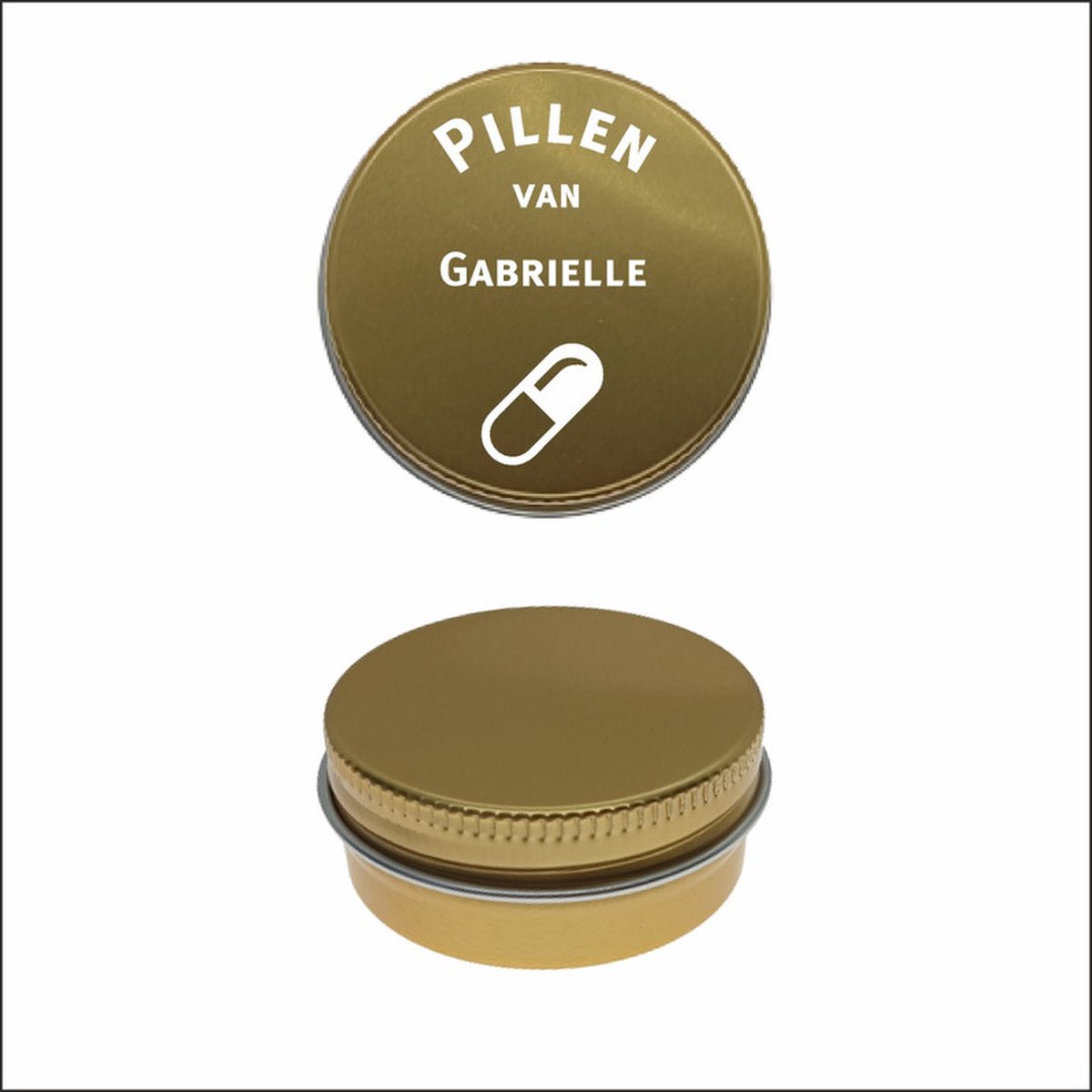 Goedkoopste Pillen Blikje Met Naam Gravering - Gabrielle