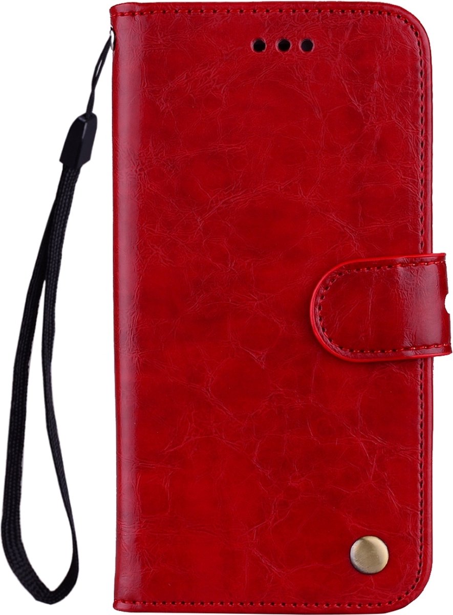 Mobigear Telefoonhoesje geschikt voor Samsung Galaxy J6 (2018) Hoesje | Mobigear Wallet Bookcase Portemonnee | Pasjeshouder voor 2 Pasjes | Telefoonhoesje voor Pinpas / OV Kaart / Rijbewijs - Rood