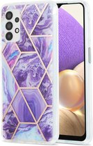 Fonu Marmer backcover hoesje Samsung Galaxy A52s - A52 - Paars