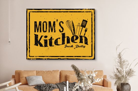 Canvas schilderij 160x120 cm - Wanddecoratie Keuken - Moeder - Keukengerei - Muurdecoratie woonkamer - Slaapkamer decoratie - Kamer accessoires - Schilderijen - Cadeau voor vrouw