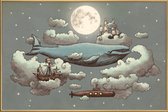 JUNIQE - Poster met kunststof lijst Ocean meets sky -13x18 /Blauw &