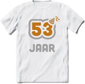 53 Jaar Feest T-Shirt | Goud - Zilver | Grappig Verjaardag Cadeau Shirt | Dames - Heren - Unisex | Tshirt Kleding Kado | - Wit - L