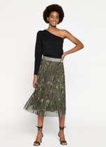 LOLALIZA Midi plissérok in camouflage - Khaki - Maat S