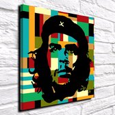 Pop Art Che Guevara Acrylglas - 80 x 80 cm op Acrylaat glas + Inox Spacers / RVS afstandhouders - Popart Wanddecoratie