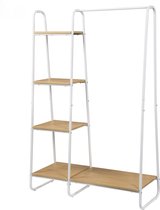 Kledingrek-Organizer-Hanger-Schoenen Tassen Organizer-met 4 Planken-102x40x150 cm Wit