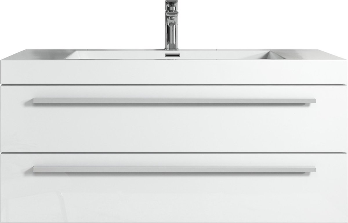 Badplaats Badkamermeubel Set Rome 100 cm - Hoogglans Wit - Badmeubel met Wastafel