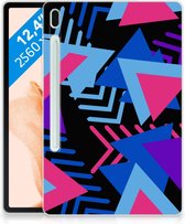 Siliconen Hoesje Samsung Galaxy Tab S7FE Backcase Funky Triangle met doorzichte zijkanten