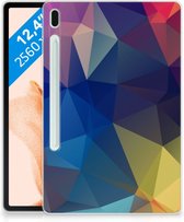 Silicone Tablet Hoes Samsung Galaxy Tab S7FE Hoesje Polygon Dark met doorzichte zijkanten