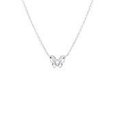 Lucardi Dames Ketting met hanger vlinder zirkonia - Echt Zilver - Ketting - Cadeau - Moederdag - 45 cm - Zilverkleurig