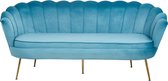 3-zits shell sofa gemaakt van fluwelen blauw