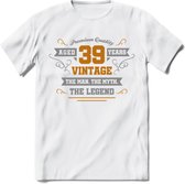 39 Jaar Legend T-Shirt | Goud - Zilver | Grappig Verjaardag Cadeau | Dames - Heren | - Wit - L