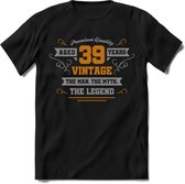 39 Jaar Legend T-Shirt | Goud - Zilver | Grappig Verjaardag Cadeau | Dames - Heren | - Zwart - S