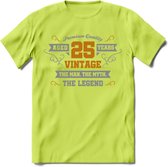 25 Jaar Legend T-Shirt | Goud - Zilver | Grappig Verjaardag Cadeau | Dames - Heren | - Groen - S