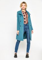 LOLALIZA Lange jas met dubbele knoopsluiting - Groenblauw - Maat 36