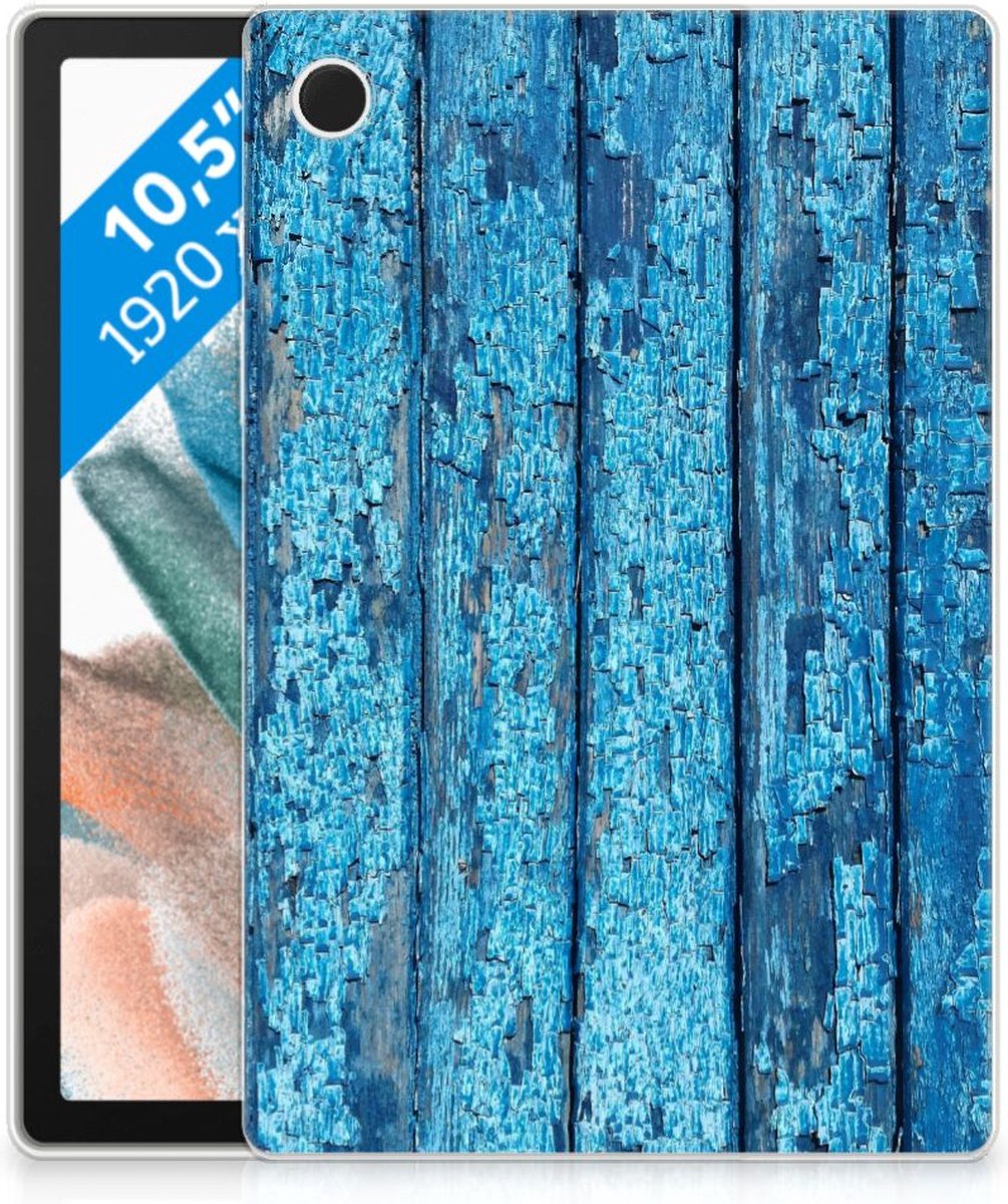 Back Cover voor Samsung Galaxy Tab A8 2021/2022 Silicone Tablet Hoes Wood Blue