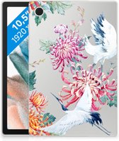 Cover Case Geschikt voor Samsung Galaxy Tab A8 2021 Hoesje Super als Cadeau voor Vriendin Bird Flowers met doorzichte zijkanten