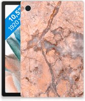Tablet Hoes Samsung Galaxy Tab A8 2021 Back Case Marmer Oranje met transparant zijkanten