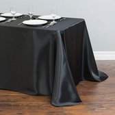 Luxe Tafellaken Katoen - 275x145 cm - Zwart - Satijn Tafelkleed - Eetkamer Decoratie - Tafelen