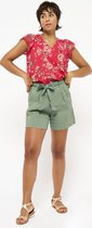 LOLALIZA Linnen shorts met ceintuur - Khaki - Maat 38