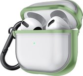 Apple AirPods 3 Hoesje - Mobigear - Shockproof Serie - TPU Hoesje - Transparant / Groen - Hoesje Geschikt Voor Apple AirPods 3