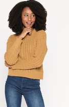 LOLALIZA Trui met ronde nek en kabelpatroon - Beige - Maat S/M