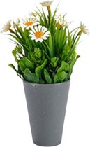 Ibergarden Kunstplant Margriet 10 X 22 Cm Grijs/groen/wit