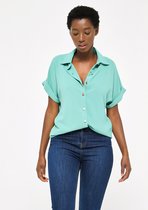 LOLALIZA Basic blouse met korte mouwen - Licht Groen - Maat 42