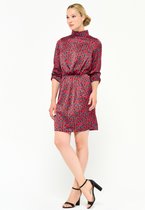 LOLALIZA Satijnen jurk met grafische print - Rood - Maat 34