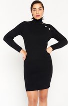 LOLALIZA Trui-jurk met knopen - Zwart - Maat L