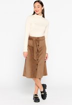 LOLALIZA Midi rok van corduroy - Camel - Maat 38