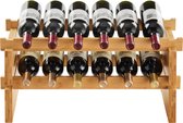 ACAZA Houten Wijnrek voor 12 Flessen, 2-Delig Stapelbaar Bamboe Flessenrek, 59,7 x 28,6 x 29,2 cm