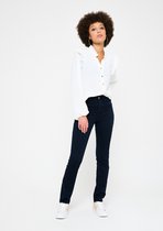 LOLALIZA Slim broek met hoge taille - Marine Blauw - Maat 34