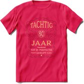 80 Jaar Legendarisch Gerijpt T-Shirt | Bordeauxrood - Ivoor | Grappig Verjaardag Cadeau | Dames - Heren | - Roze - S