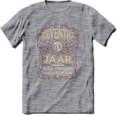 70 Jaar Legendarisch Gerijpt T-Shirt | Bordeauxrood - Ivoor | Grappig Verjaardag Cadeau | Dames - Heren | - Donker Grijs - Gemaleerd - M