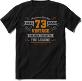 73 Jaar Legend T-Shirt | Goud - Zilver | Grappig Verjaardag Cadeau | Dames - Heren | - Zwart - M